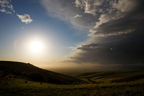 Setting sun and storm over Walla Walla