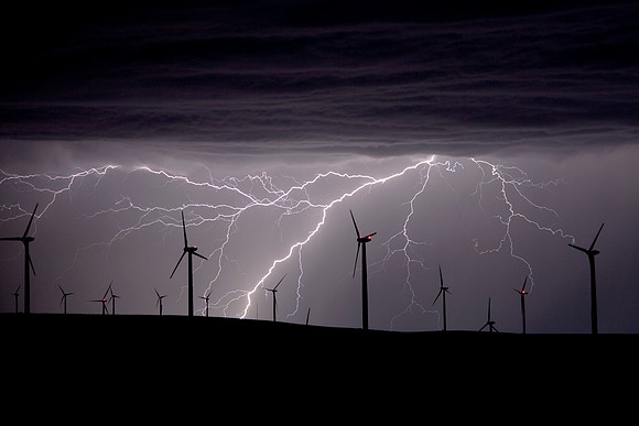 Lightning and Combine Hills wind farm
