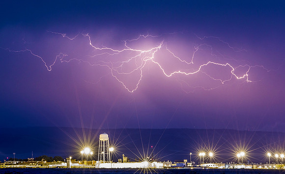 Lightning over the Washington State Penitentiary